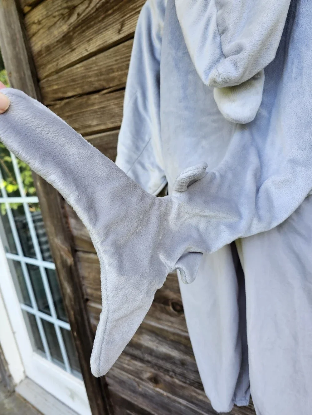 Shark Costume Plush Halloween One-Piece Gray Hooded Tail Unisex Size 5/6
